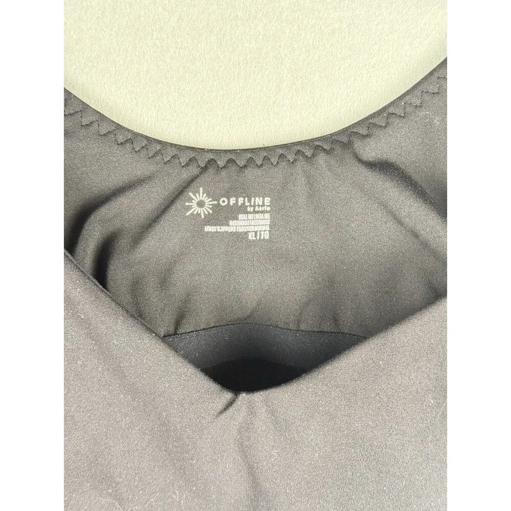 Offline By Aerie Real Me Low Key Longline Black Sports Bra Size XL‎